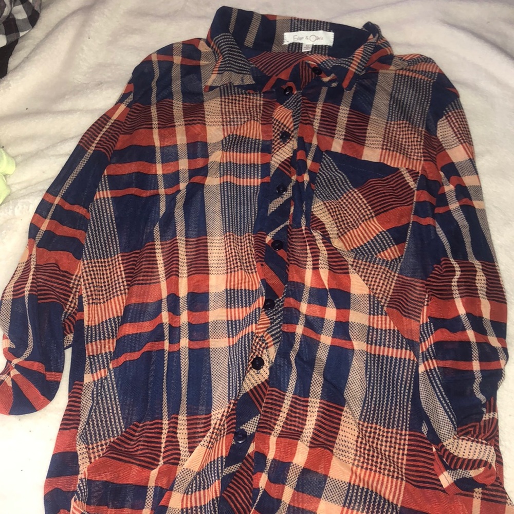 Long sleeve flannel.